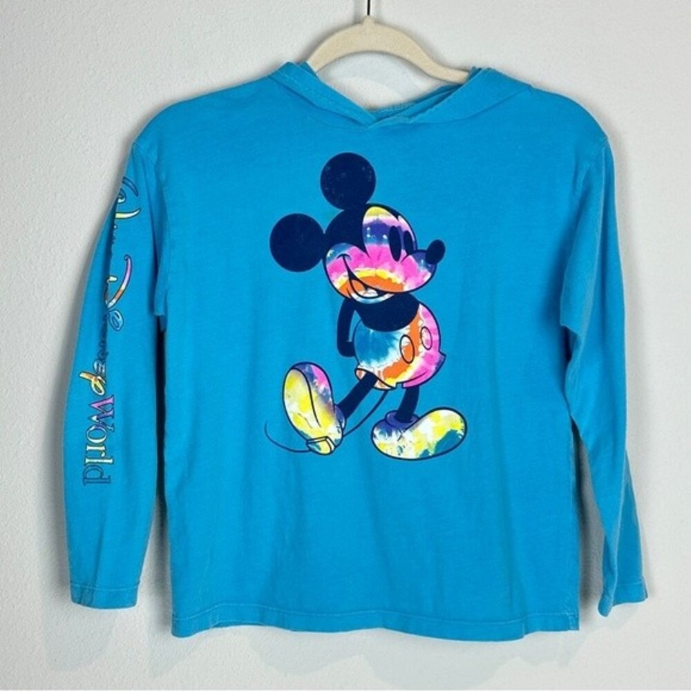 Disney Mickey Mouse Blue Long Sleeve Hoodie T-shirt Youth M